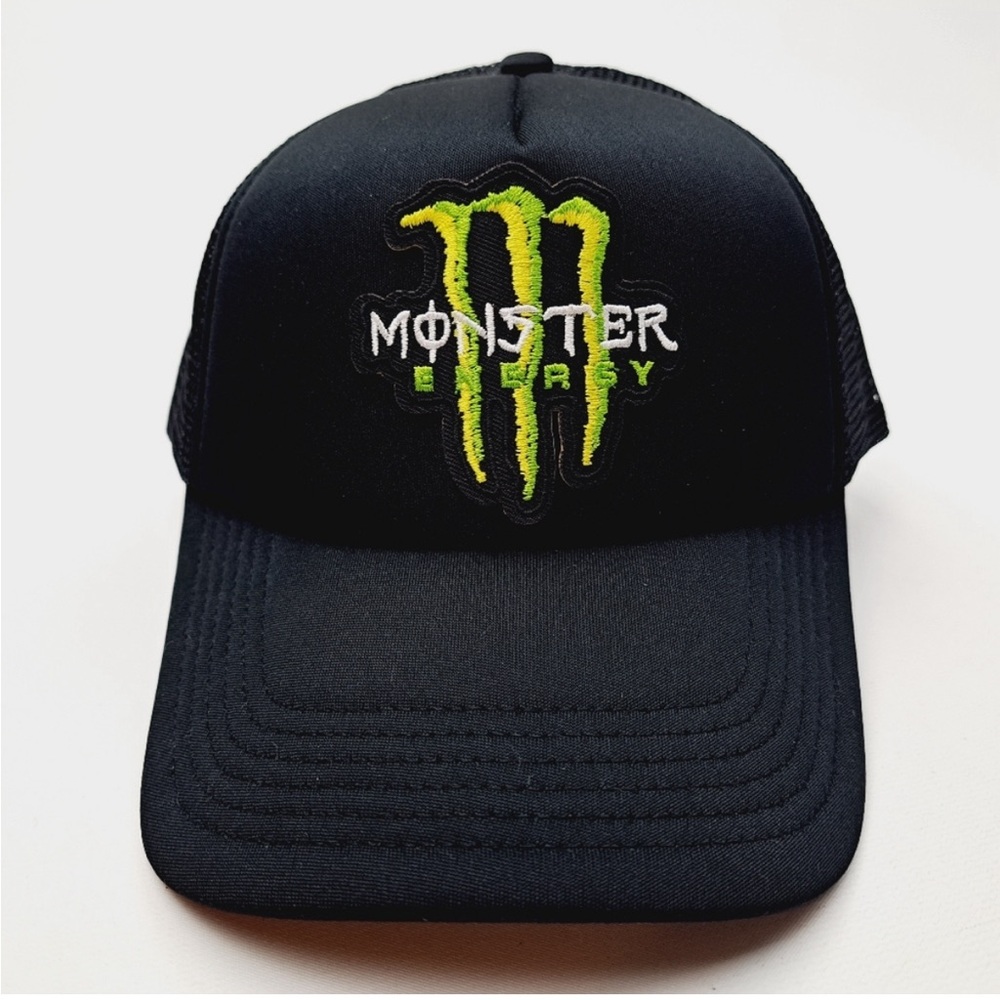 Monster Energy Foam Trucker Mesh Snapback Cap Hat Black Embroidered Patch